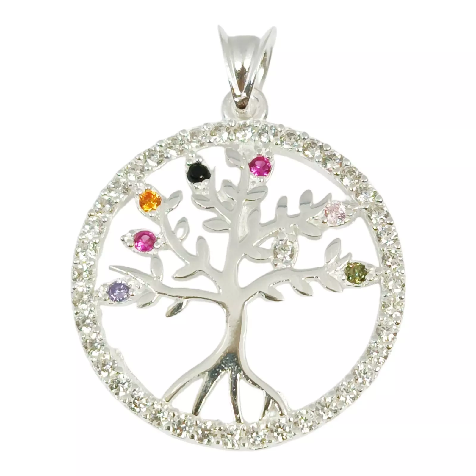 les trésors de lily Pendentif Argent 'Arbre de Vie' multicolore argenté 20 mm [S0457]