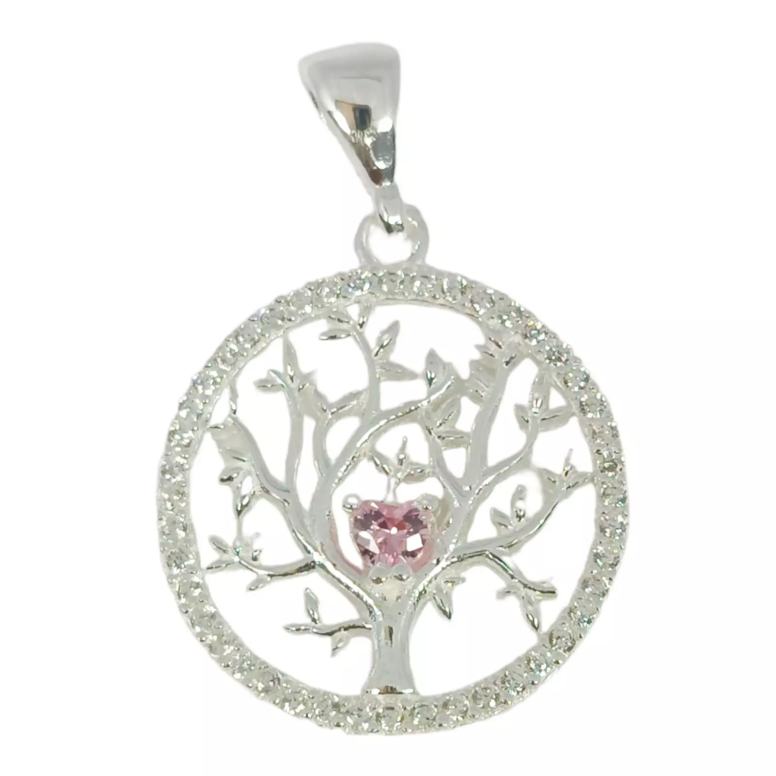 les trésors de lily Pendentif Argent 'Arbre de Vie' rose argenté 18 mm [S0993]