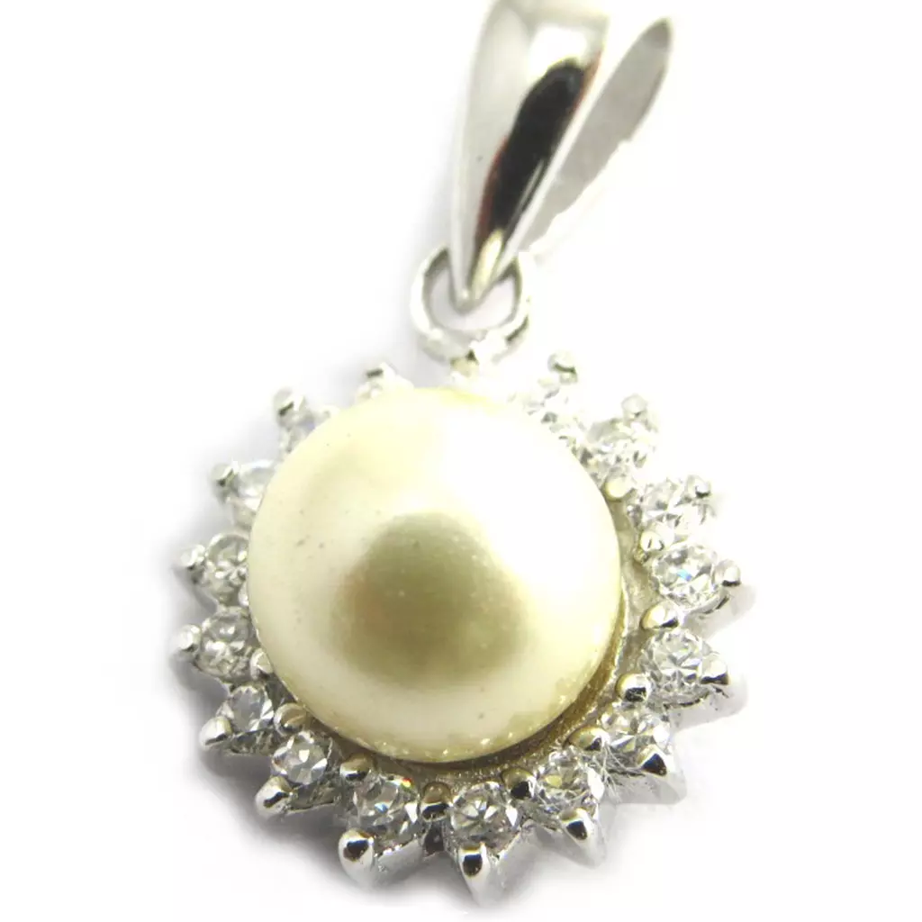 les trésors de lily Pendentif Argent 'Arégonde' blanc argenté (rhodié) 11 mm [N2950]