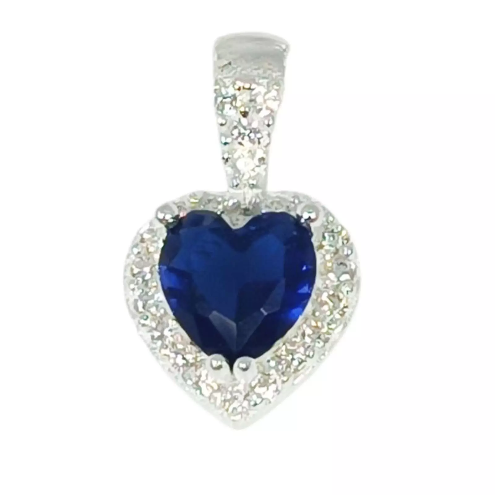 Les Trésors De Lily Pendentif Argent 'Arégonde' Bleu Saphir Argenté 9x9 Mm (love Cœur) [S1152]