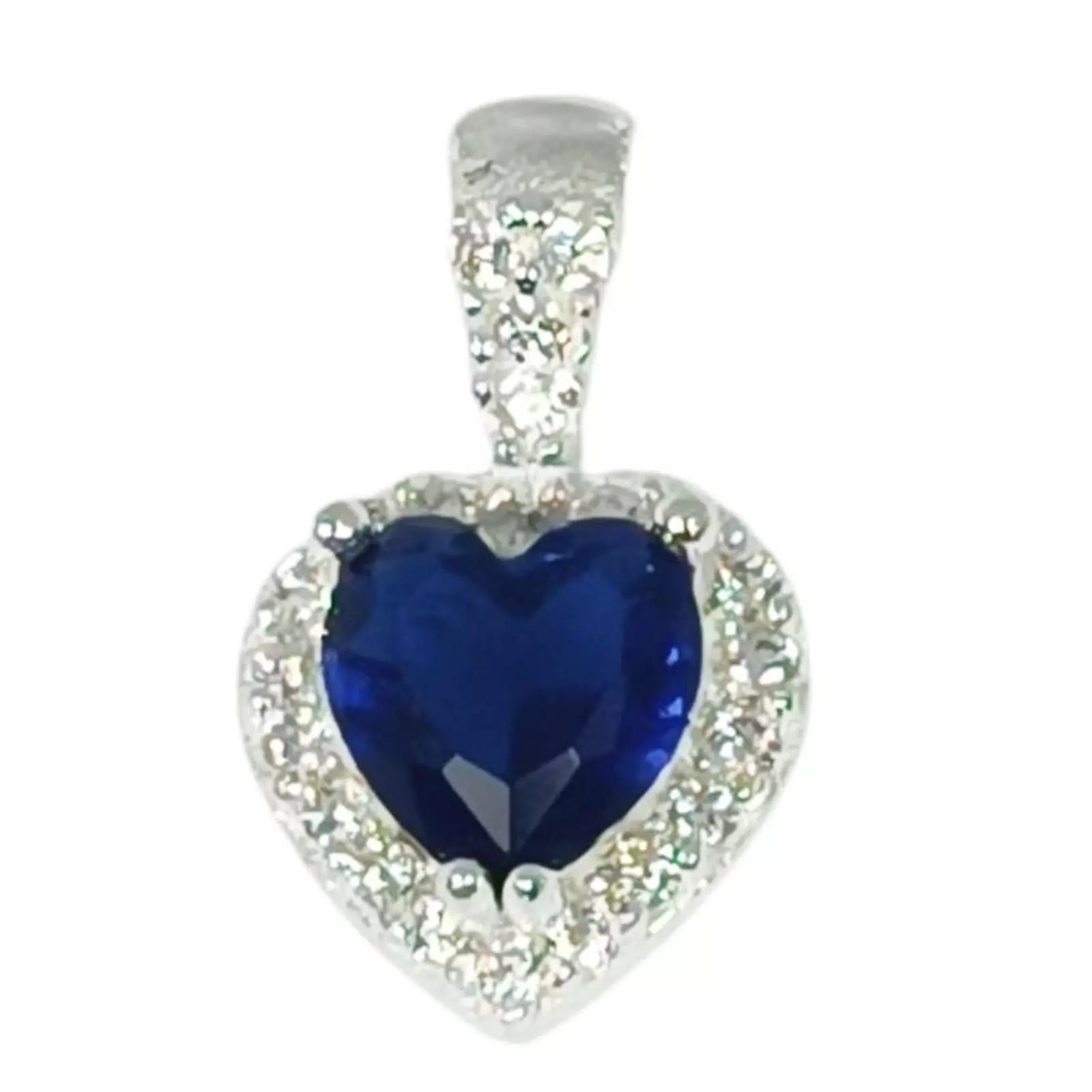 les trésors de lily Pendentif Argent 'Arégonde' bleu saphir argenté 9x9 mm (love cœur) [S1152]