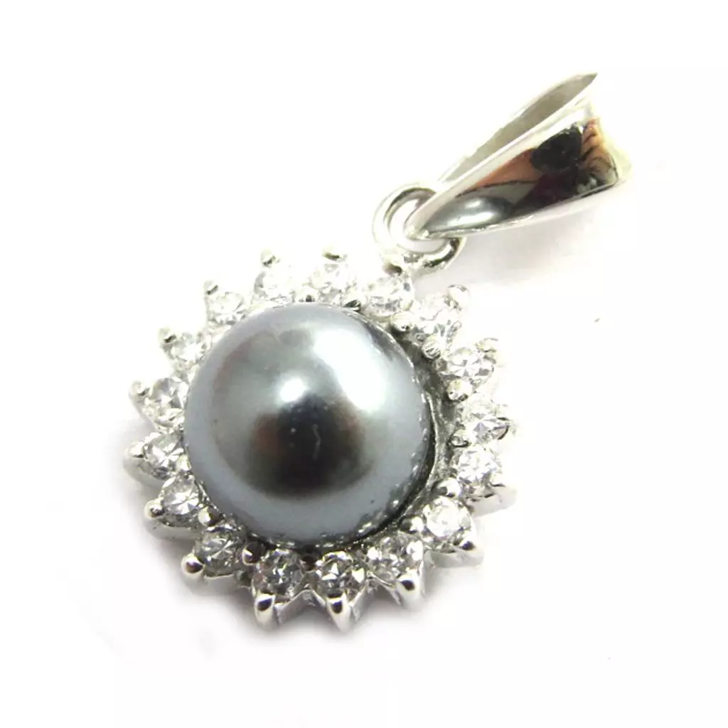 Les Trésors De Lily Pendentif Argent 'Arégonde' Gris Blanc 11 Mm [N2964]