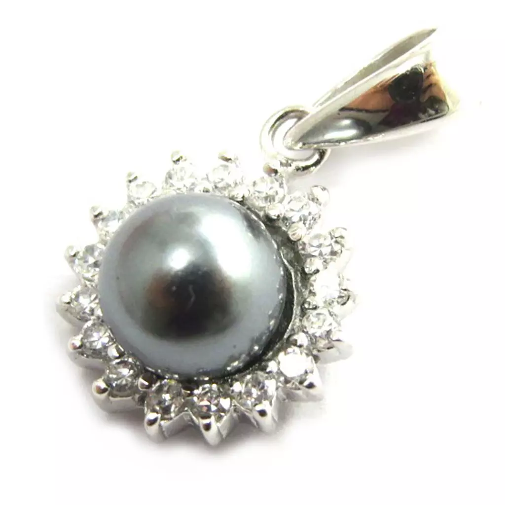Les Trésors De Lily Pendentif Argent 'Arégonde' Gris Blanc 11 Mm [N2964]