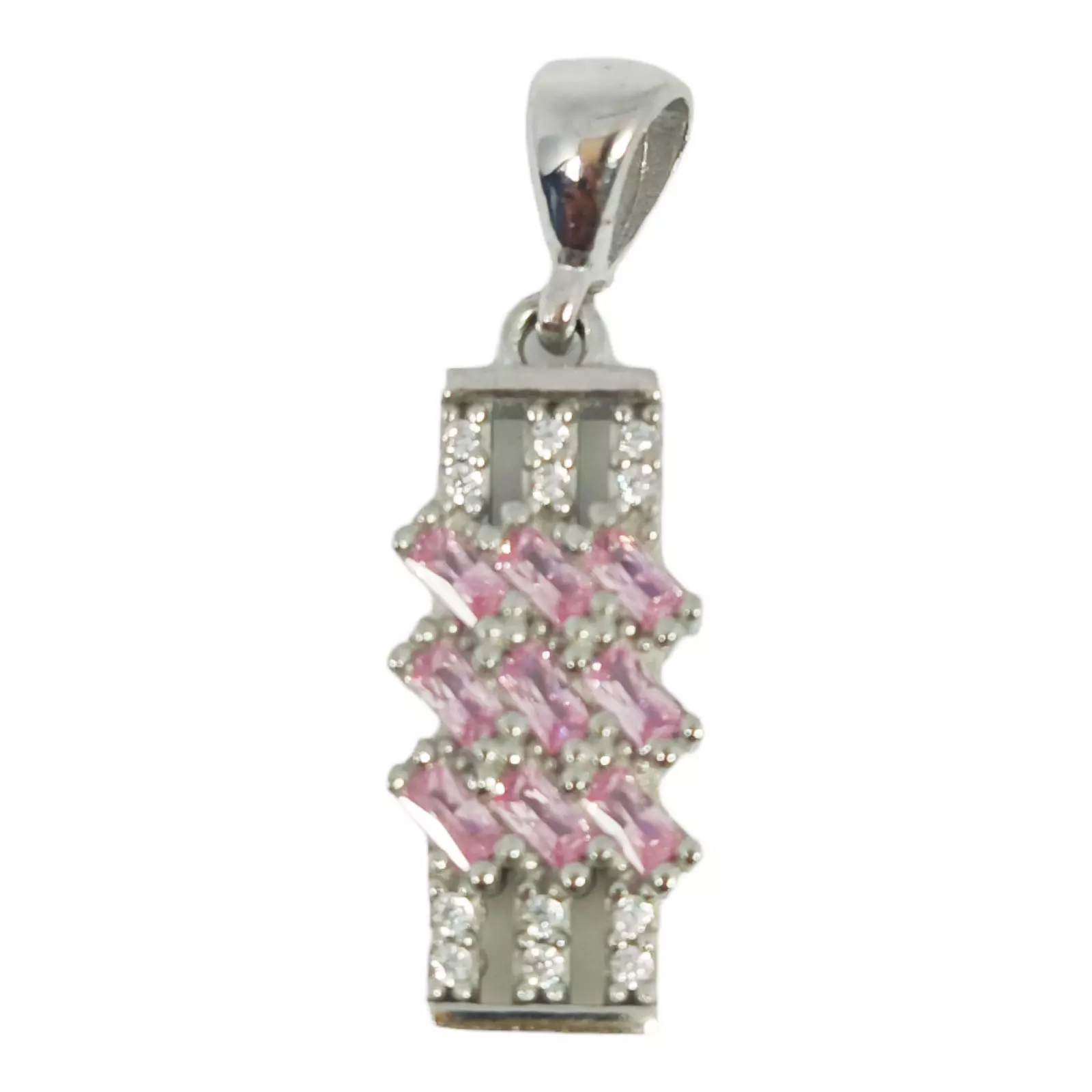les trésors de lily Pendentif Argent 'Arégonde' rose argenté (rhodié) 20x8 mm [S0933]