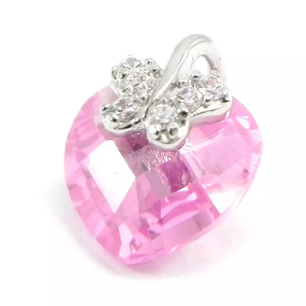 les trésors de lily Pendentif Argent 'Arégonde' rose (coeur) [F6905]