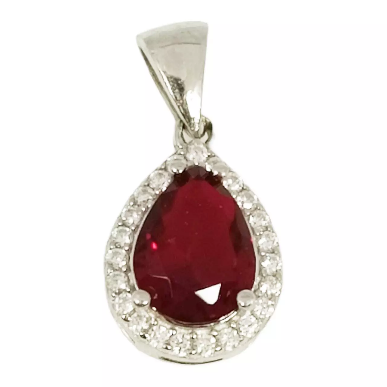 les trésors de lily Pendentif Argent 'Arégonde' rouge argenté (rhodié) 10x8 mm [S0016]