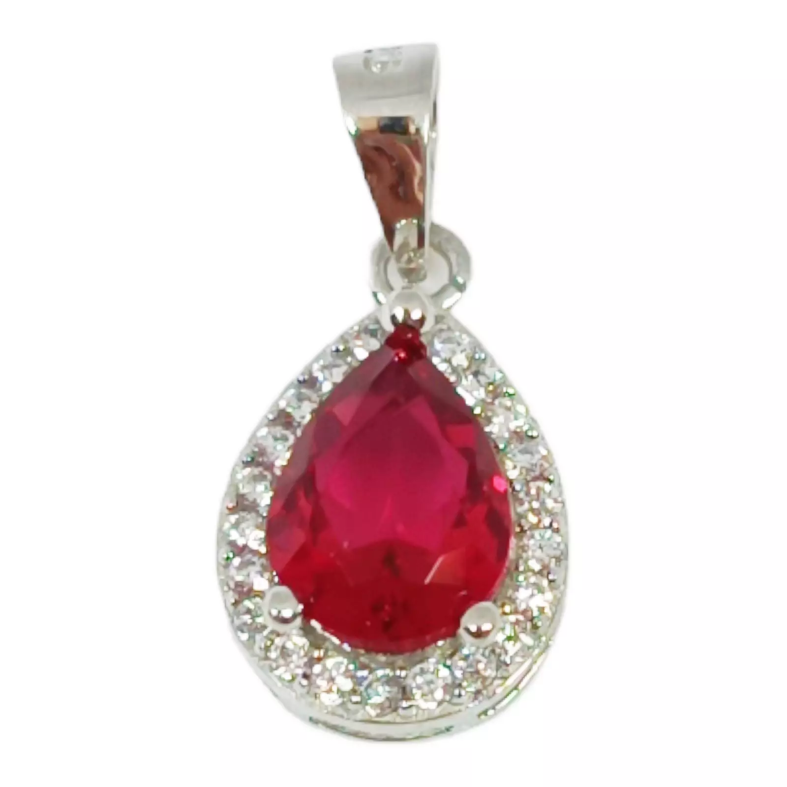 les trésors de lily Pendentif Argent 'Arégonde' rubis argenté (rhodié) 11x9 mm [S0674]