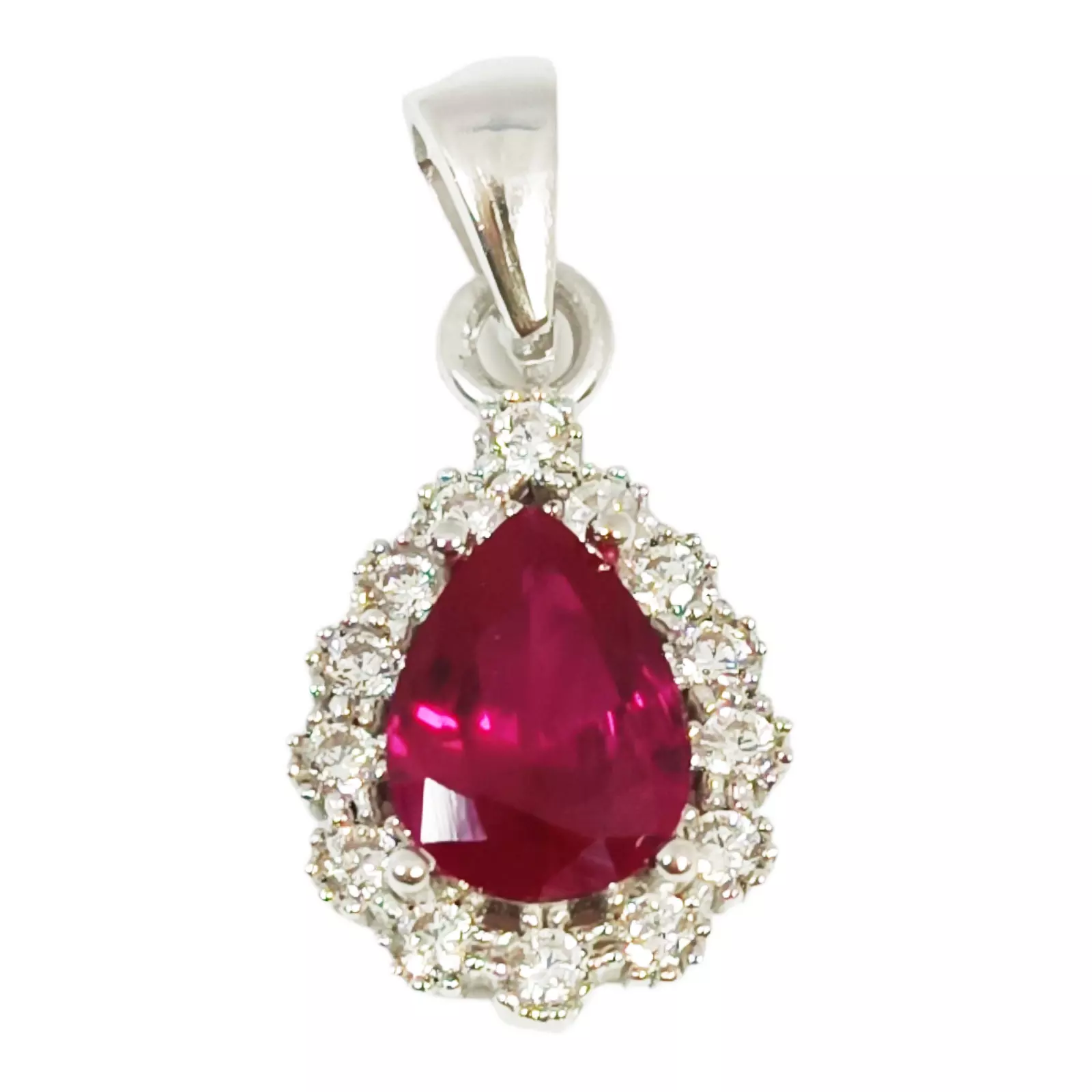 les trésors de lily Pendentif Argent 'Arégonde' rubis argenté (rhodié) 12x10 mm [S0673]