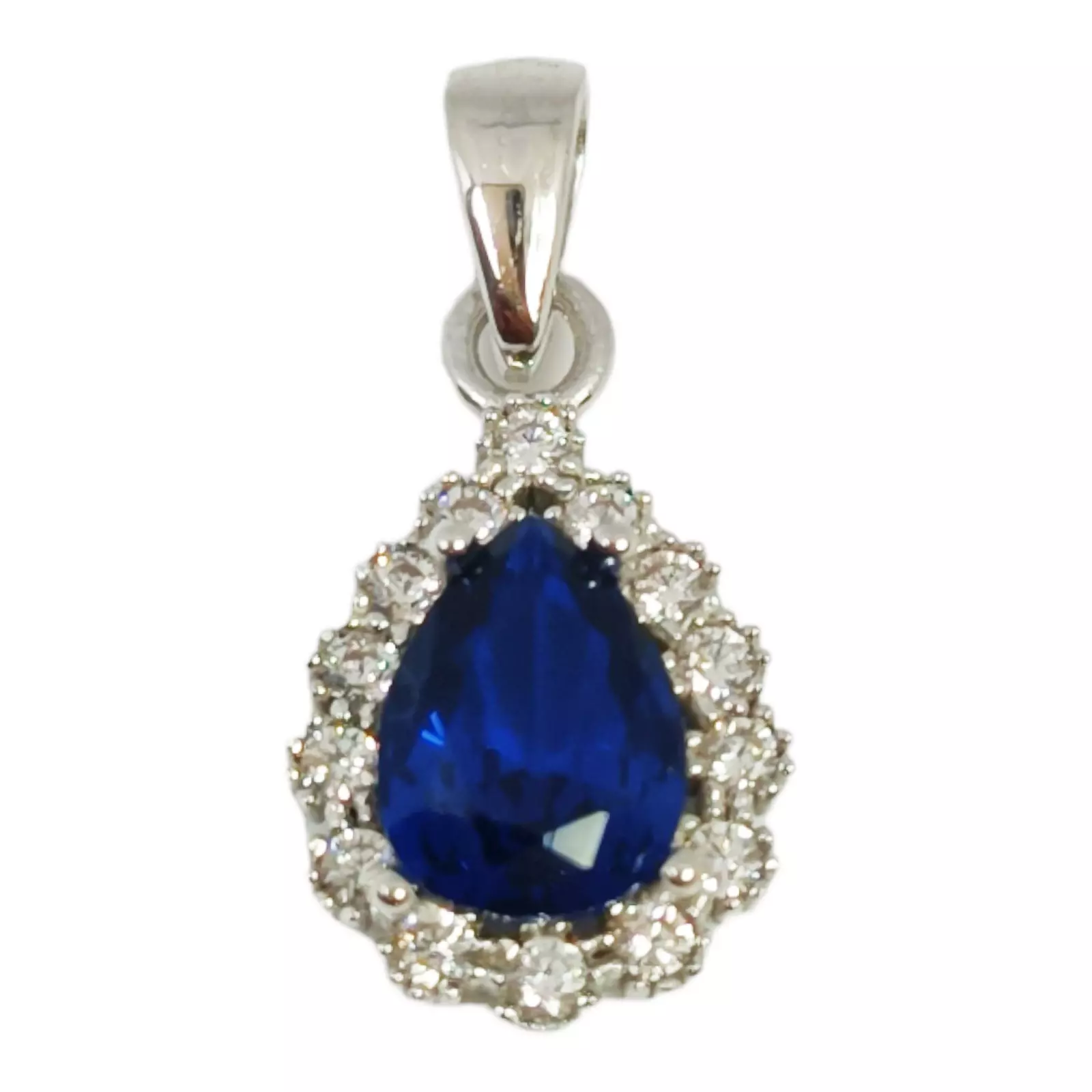 Les Trésors De Lily Pendentif Argent 'Arégonde' Saphir Argenté (rhodié) 12x10 Mm [S0672]