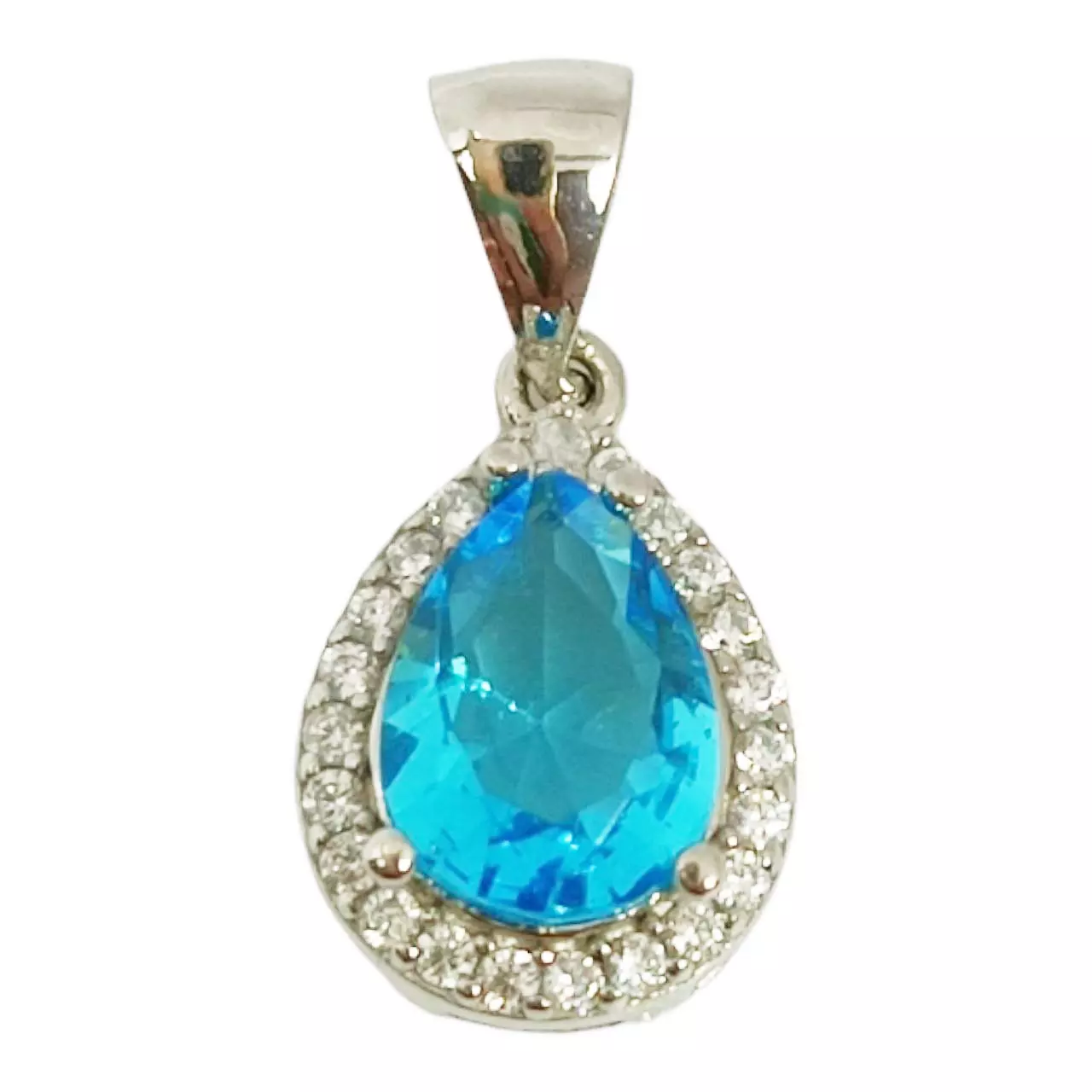 les trésors de lily Pendentif Argent 'Arégonde' turquoise argenté (rhodié) 10x8 mm [S0017]