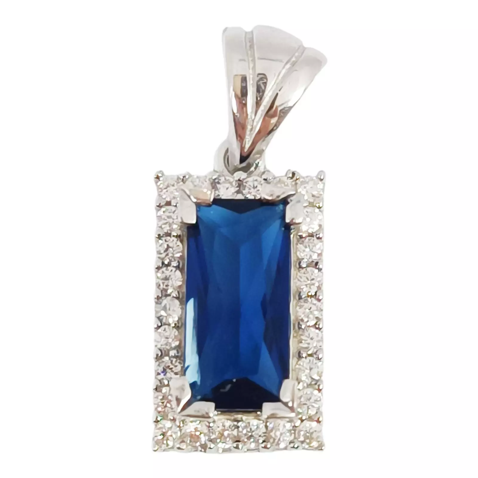 les trésors de lily Pendentif Argent 'Arégonde' vert blanc argenté (rhodié) 12x8 mm (rectangle) [S0508]