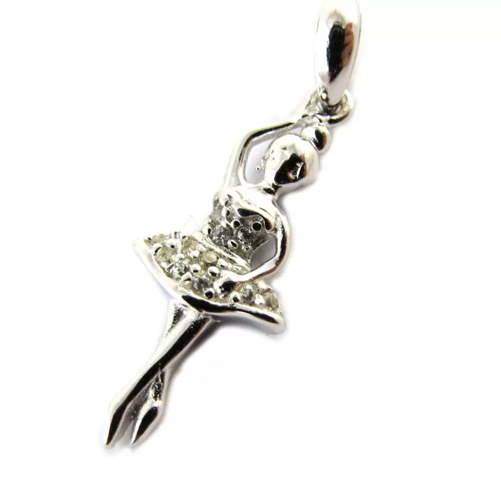 Les Trésors De Lily Pendentif Argent 'Ballerine' Blanc (rhodié) [N5113]