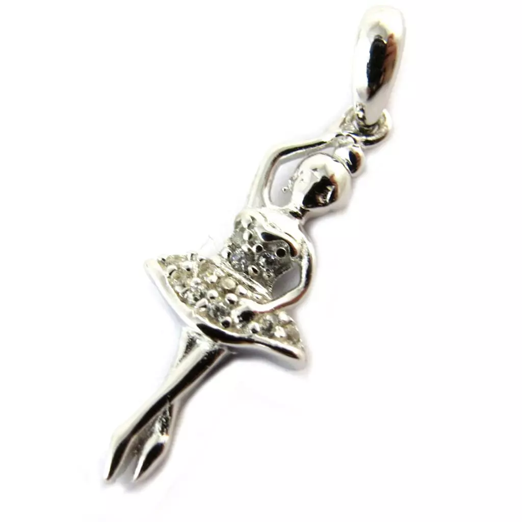 Les Trésors De Lily Pendentif Argent 'Ballerine' Blanc (rhodié) [N5113]