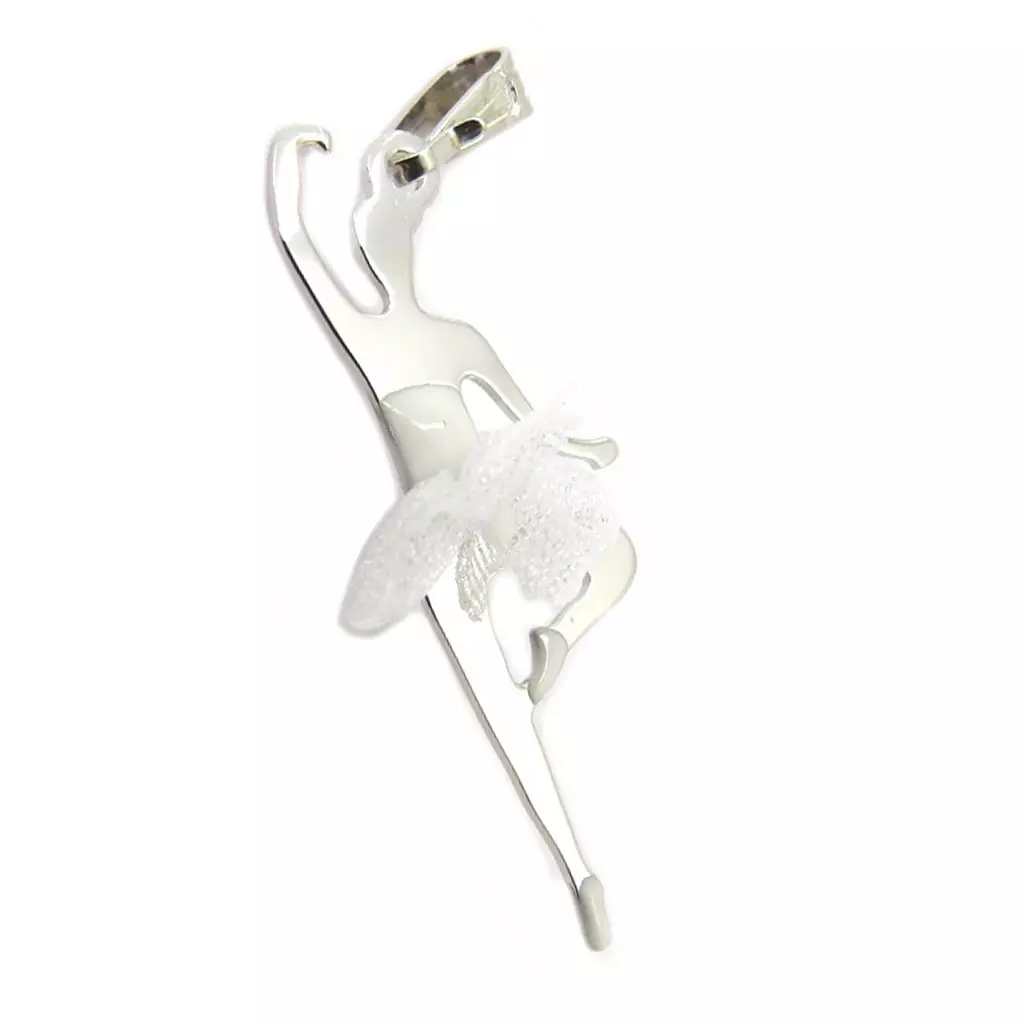 Les Trésors De Lily Pendentif Argent 'Ballerines' Blanc Argenté (rhodié) 25x12 Mm [P3284]