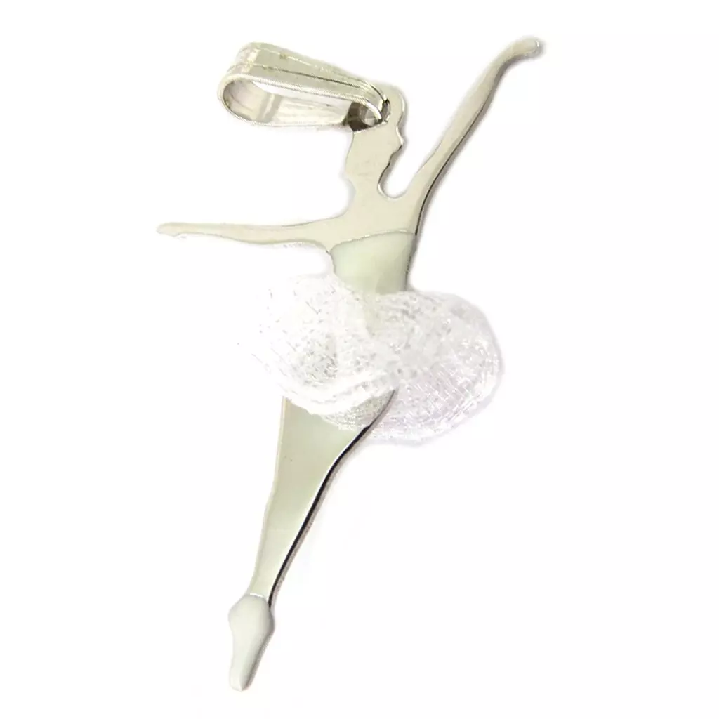 Les Trésors De Lily Pendentif Argent 'Ballerines' Blanc Argenté (rhodié) 30x20 Mm [P3280]