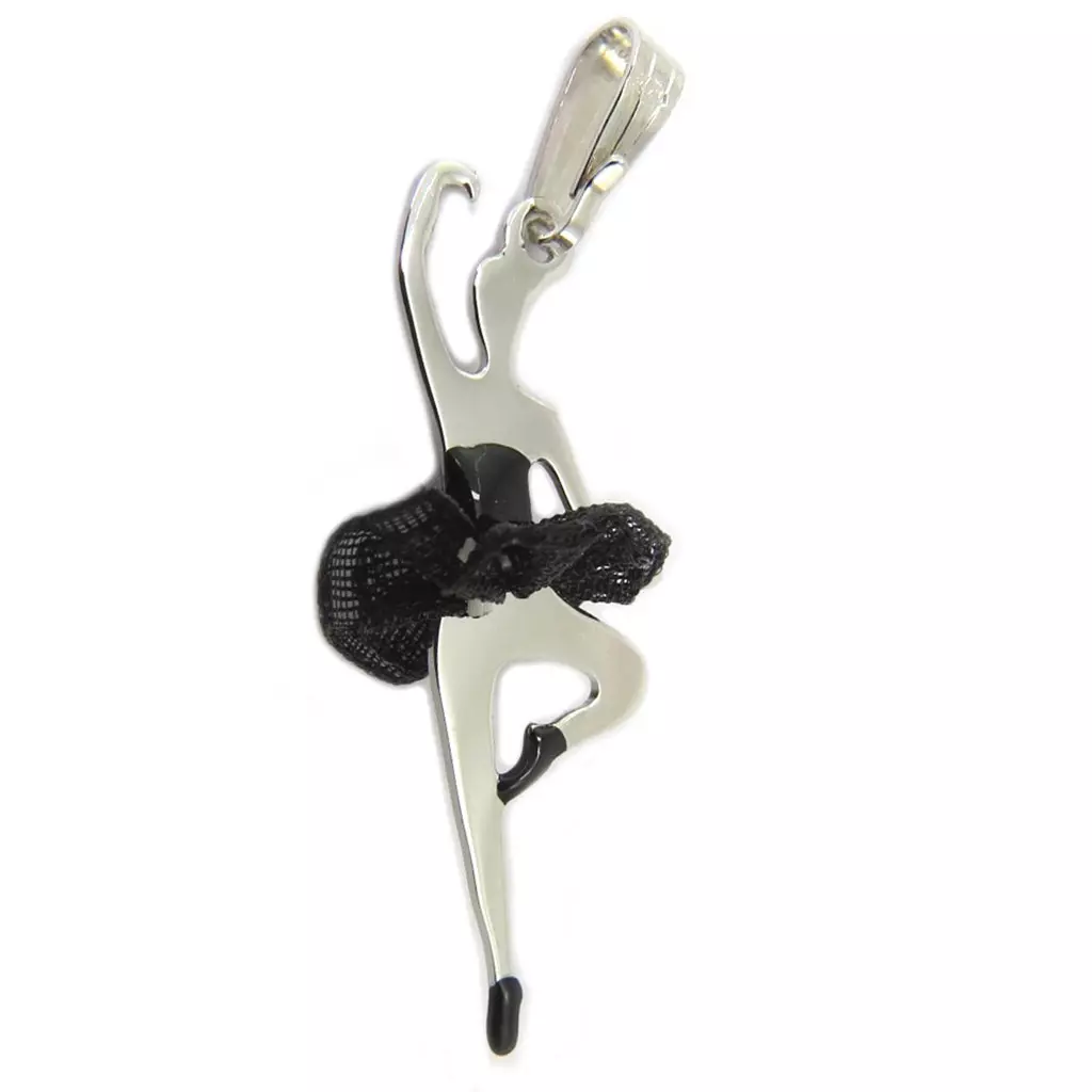 Les Trésors De Lily Pendentif Argent 'Ballerines' Noir Argenté (rhodié) 25x12 Mm [P3285]