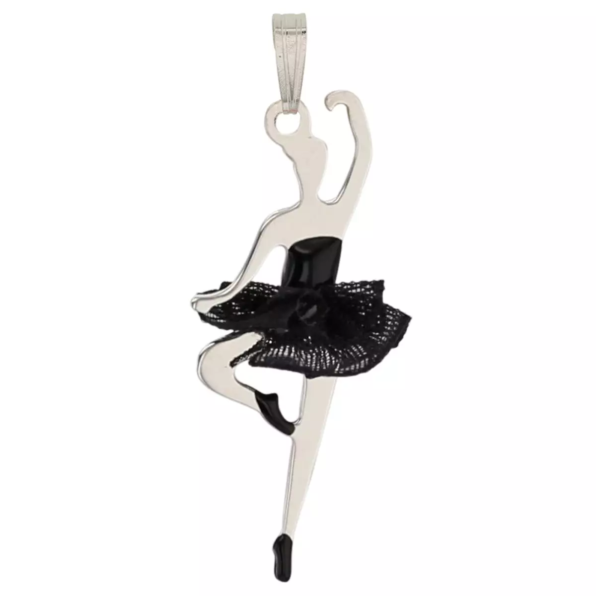 les trésors de lily Pendentif Argent 'Ballerines' noir argenté (rhodié) 25x12 mm [P3285]