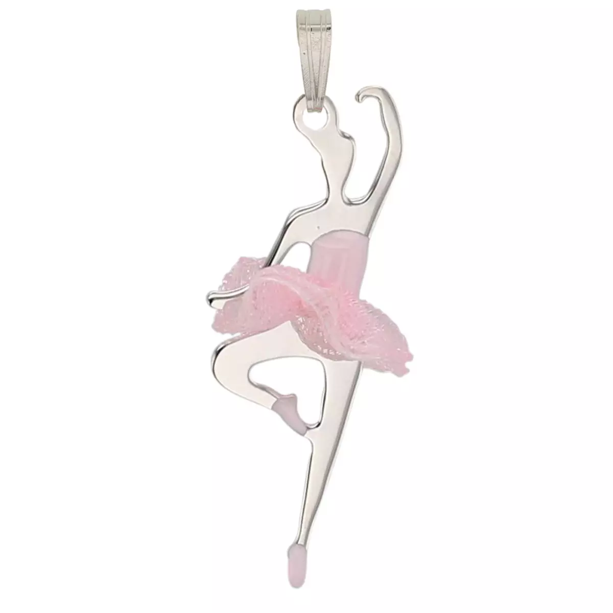 les trésors de lily Pendentif Argent 'Ballerines' rose argenté (rhodié) 25x12 mm [P3283]