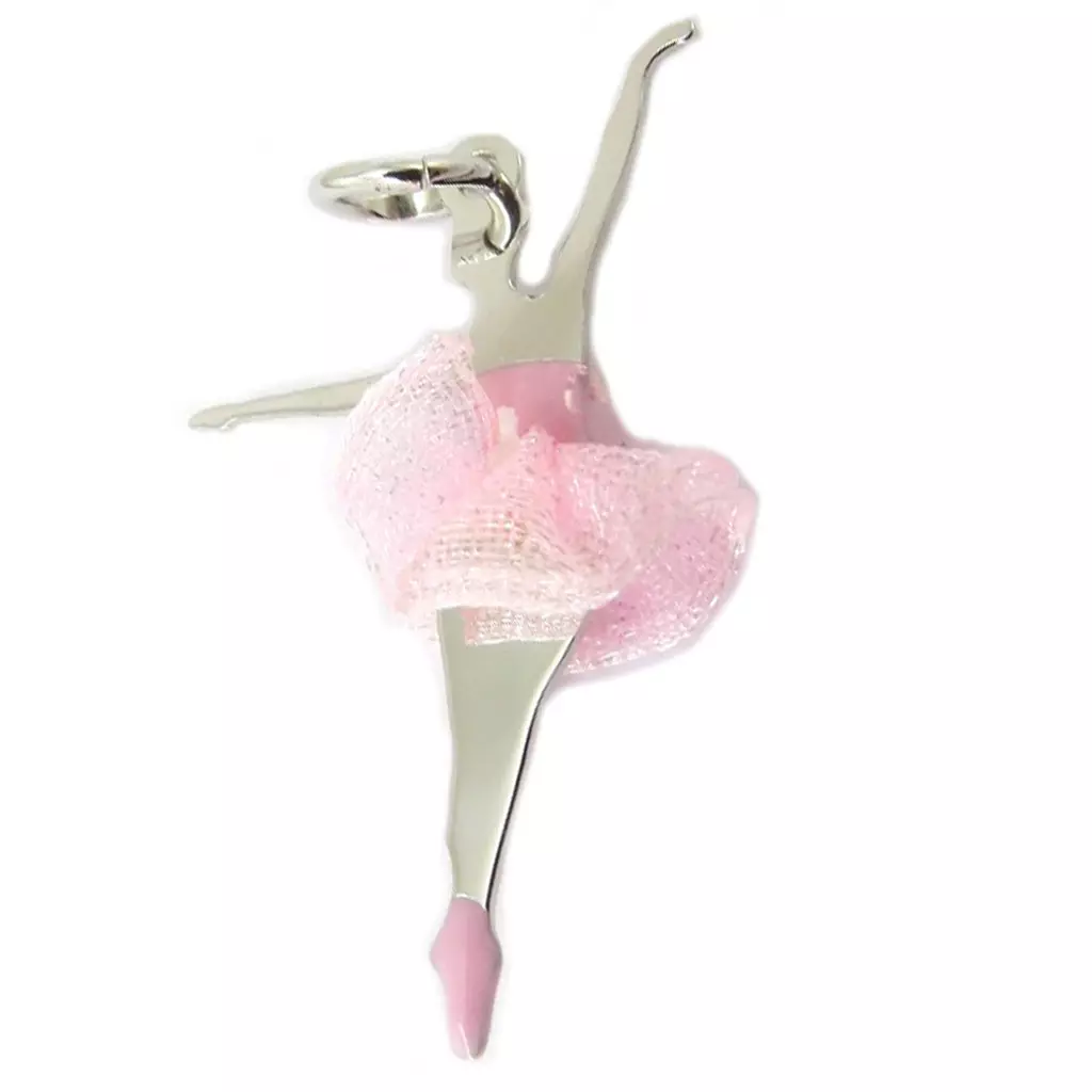 Les Trésors De Lily Pendentif Argent 'Ballerines' Rose Argenté (rhodié) 30x20 Mm [P3282]