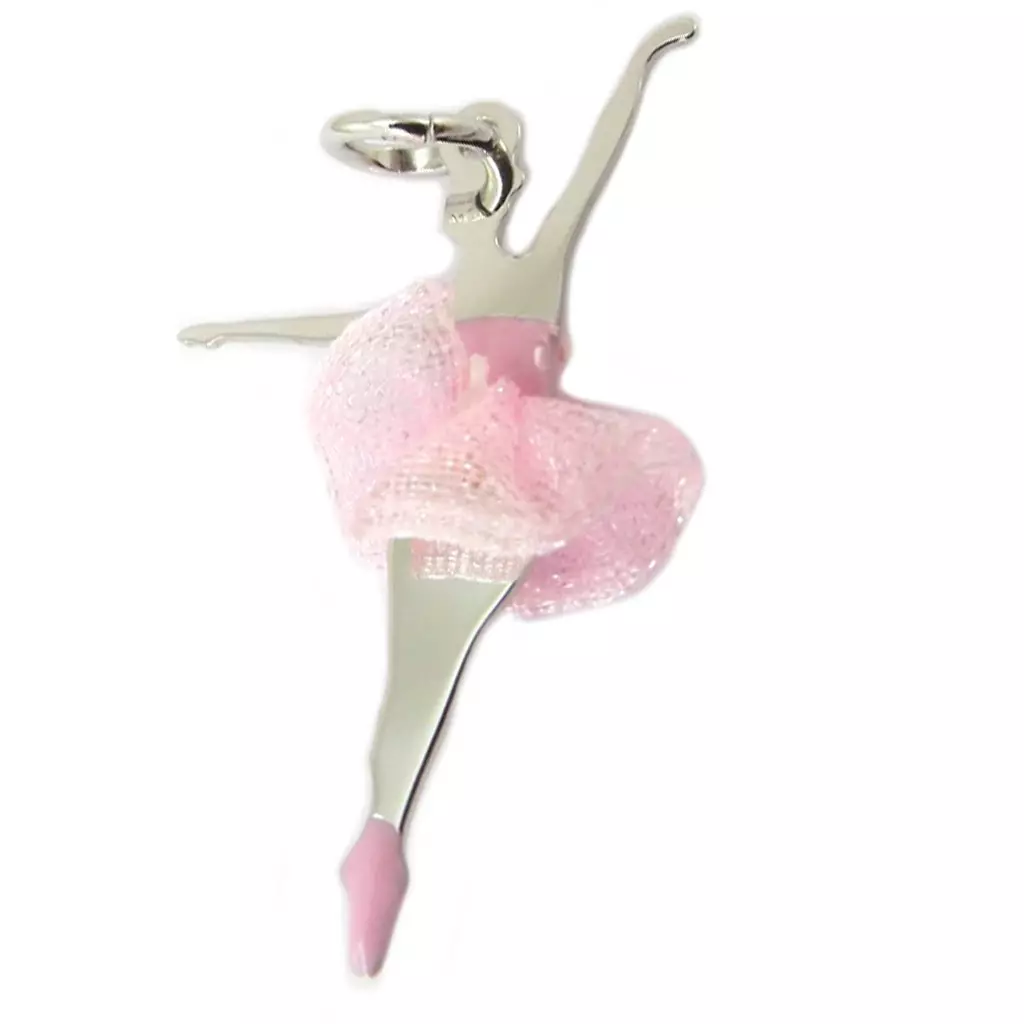Les Trésors De Lily Pendentif Argent 'Ballerines' Rose Argenté (rhodié) 30x20 Mm [P3282]
