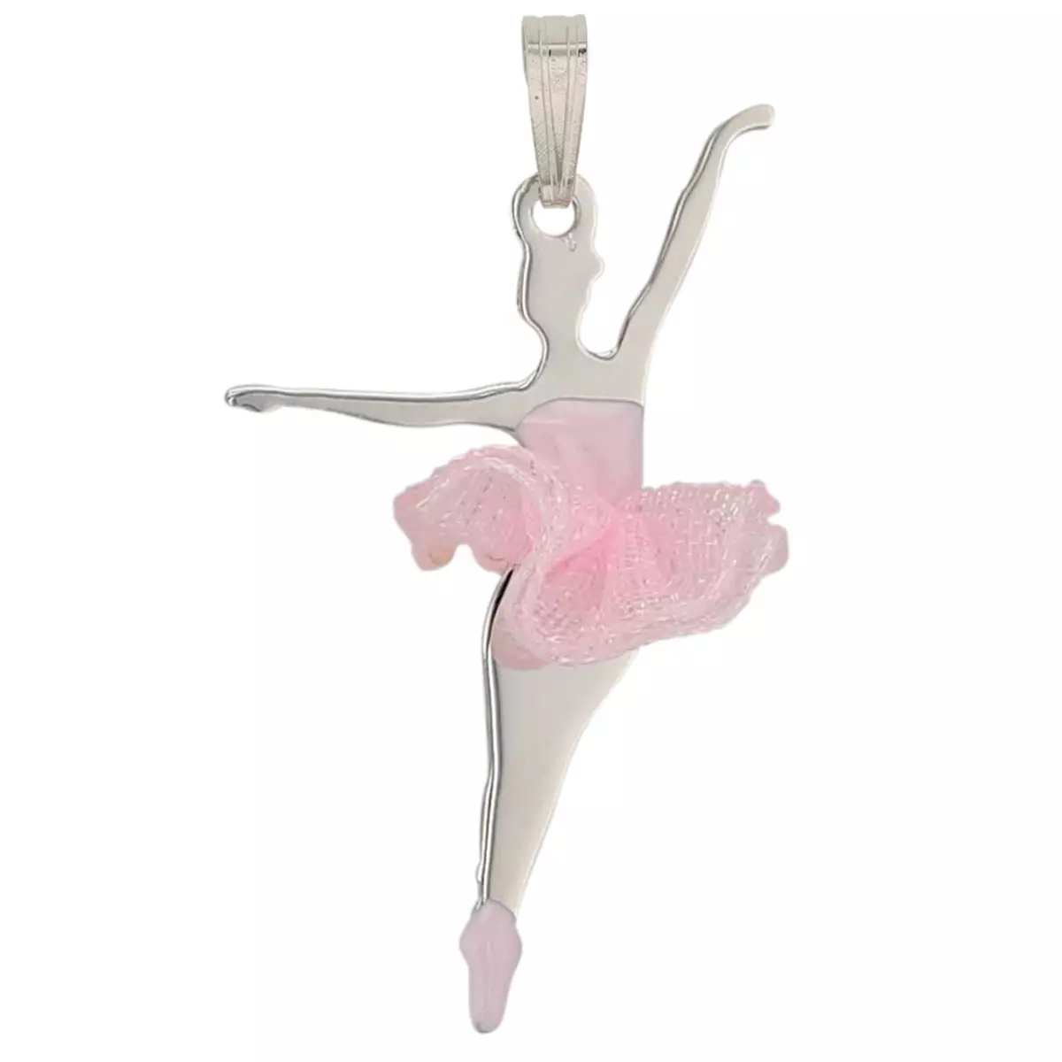 Les Trésors De Lily Pendentif Argent 'Ballerines' Rose Argenté (rhodié) 30x20 Mm [P3282]