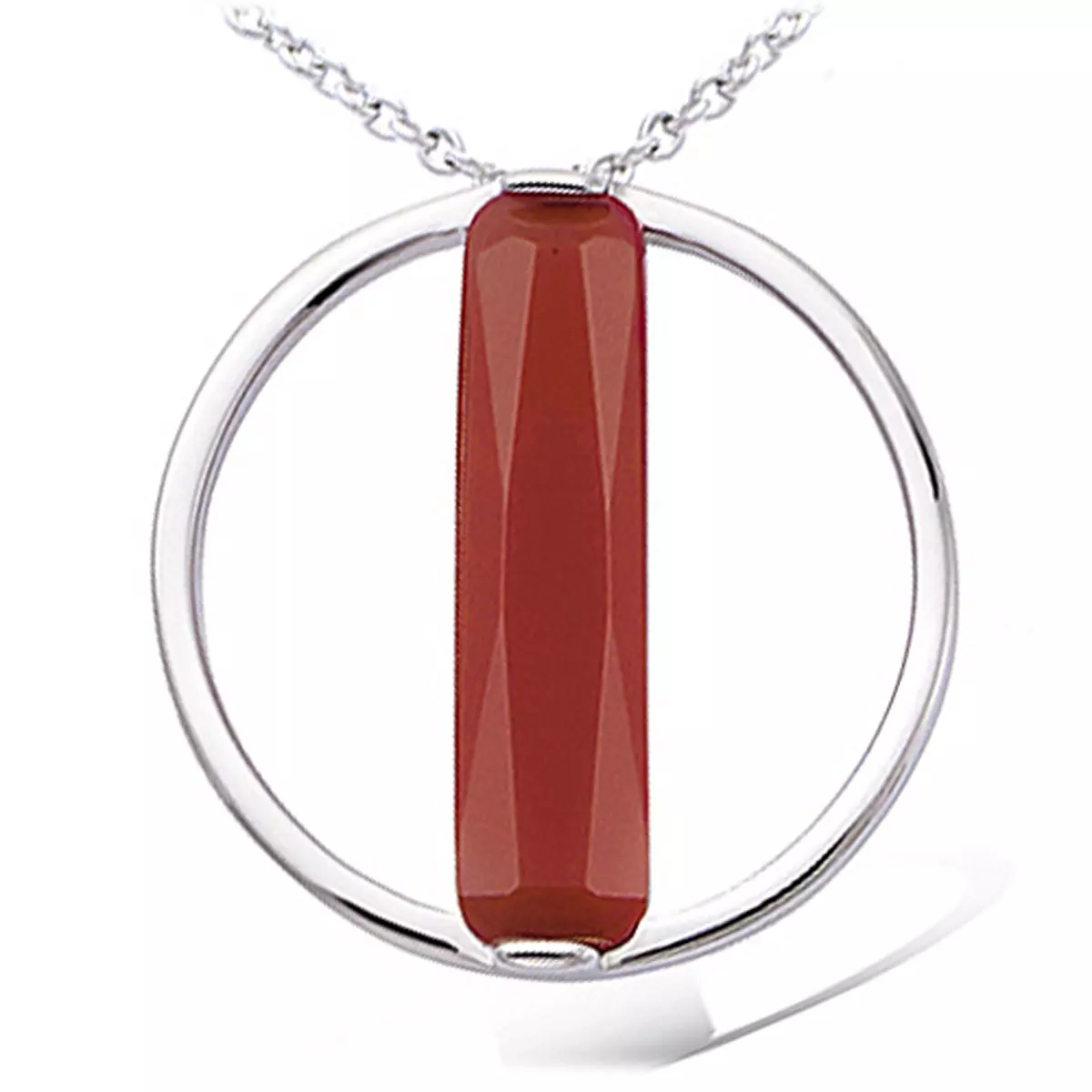 les trésors de lily Pendentif Argent 'Boho' rouge argenté (rhodié) 20 mm [P8015]