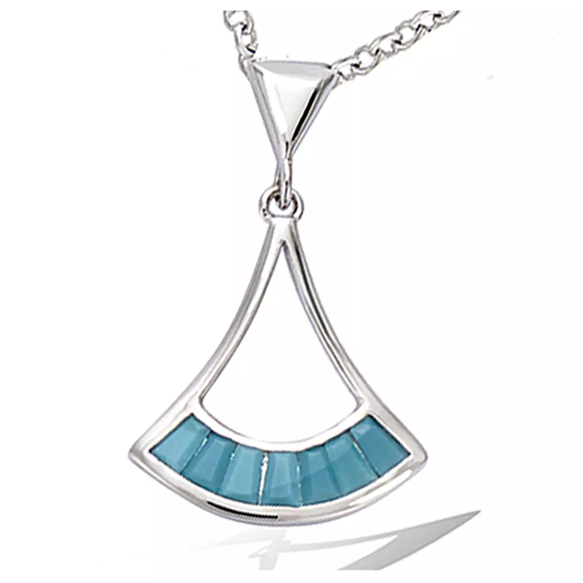 les trésors de lily Pendentif Argent 'Boho' turquoise argenté (rhodié) 15x15 mm [P8018]