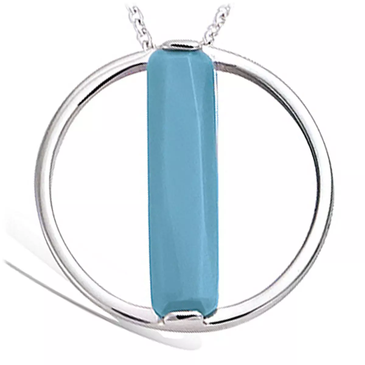 les trésors de lily Pendentif Argent 'Boho' turquoise argenté (rhodié) 20 mm [P8014]