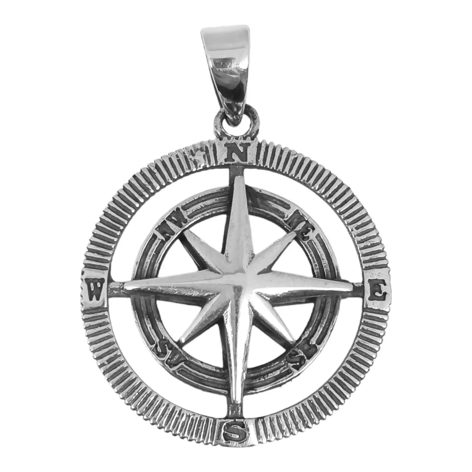 les trésors de lily Pendentif Argent 'Boussole' argenté vieilli 25 mm [S0423]