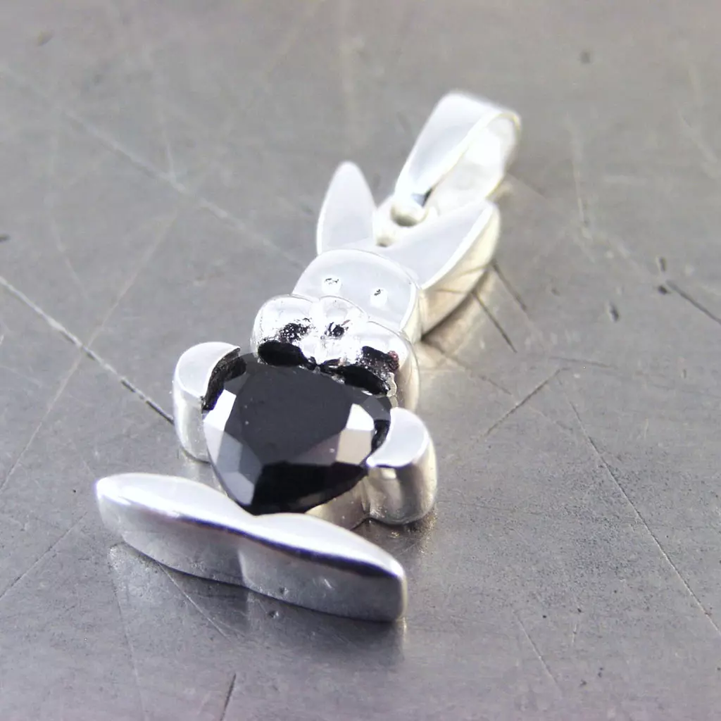Les Trésors De Lily Pendentif Argent 'Bunny Love' Noir Argenté 15x10 Mm [G1654]