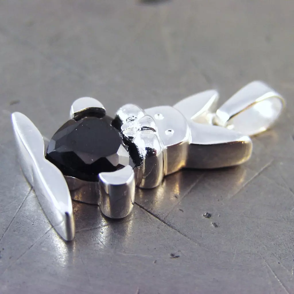 Les Trésors De Lily Pendentif Argent 'Bunny Love' Noir Argenté 15x10 Mm [G1654]