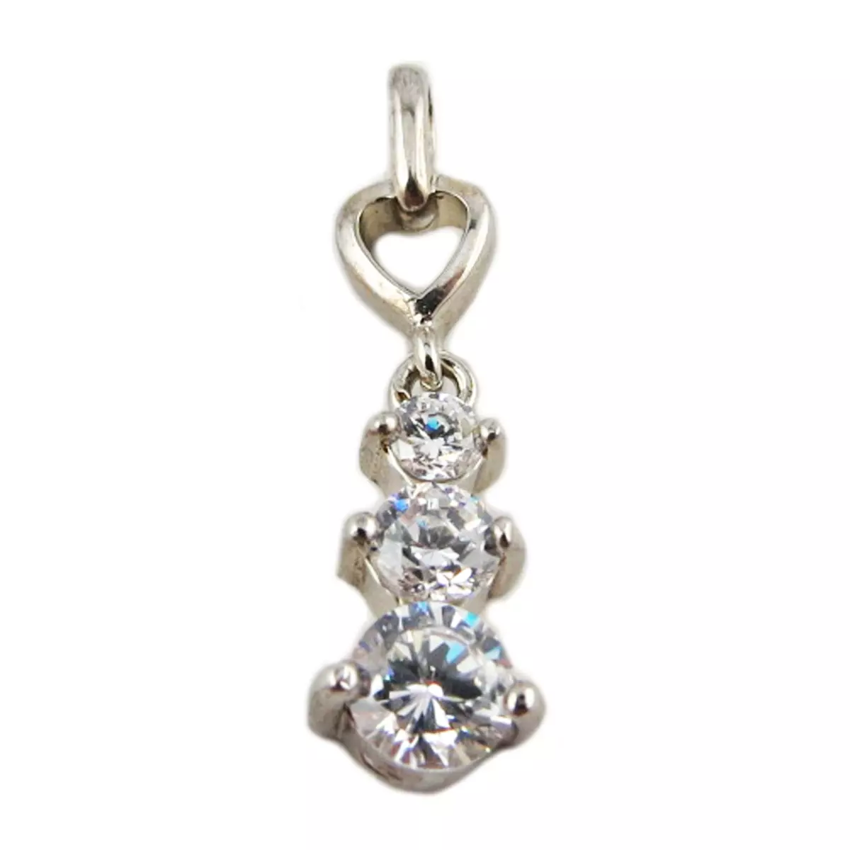 les trésors de lily Pendentif Argent 'Câlin' Blanc argenté (rhodié) 6x20 mm [B9595]
