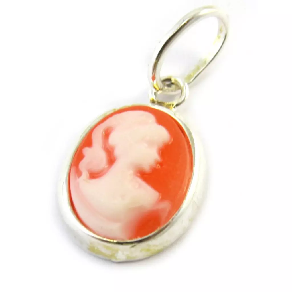 Les Trésors De Lily Pendentif Argent 'Camee' Orange Argenté 20x10 Mm [M6492]