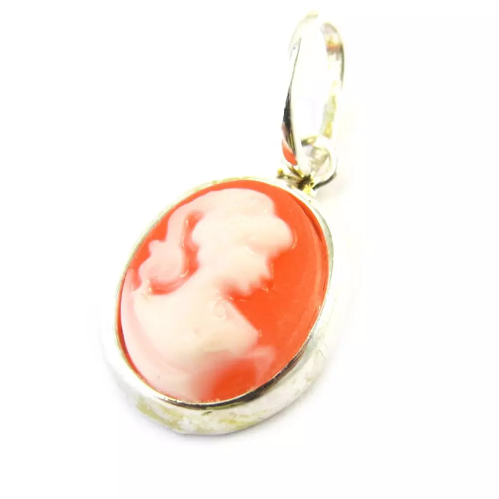 Les Trésors De Lily Pendentif Argent 'Camee' Orange Argenté 20x10 Mm [M6492]