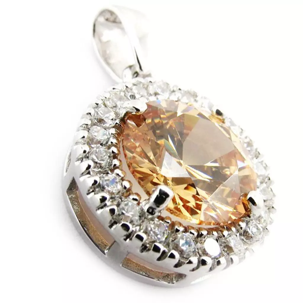 les trésors de lily Pendentif Argent 'Celestina' ambre Blanc [J5274]