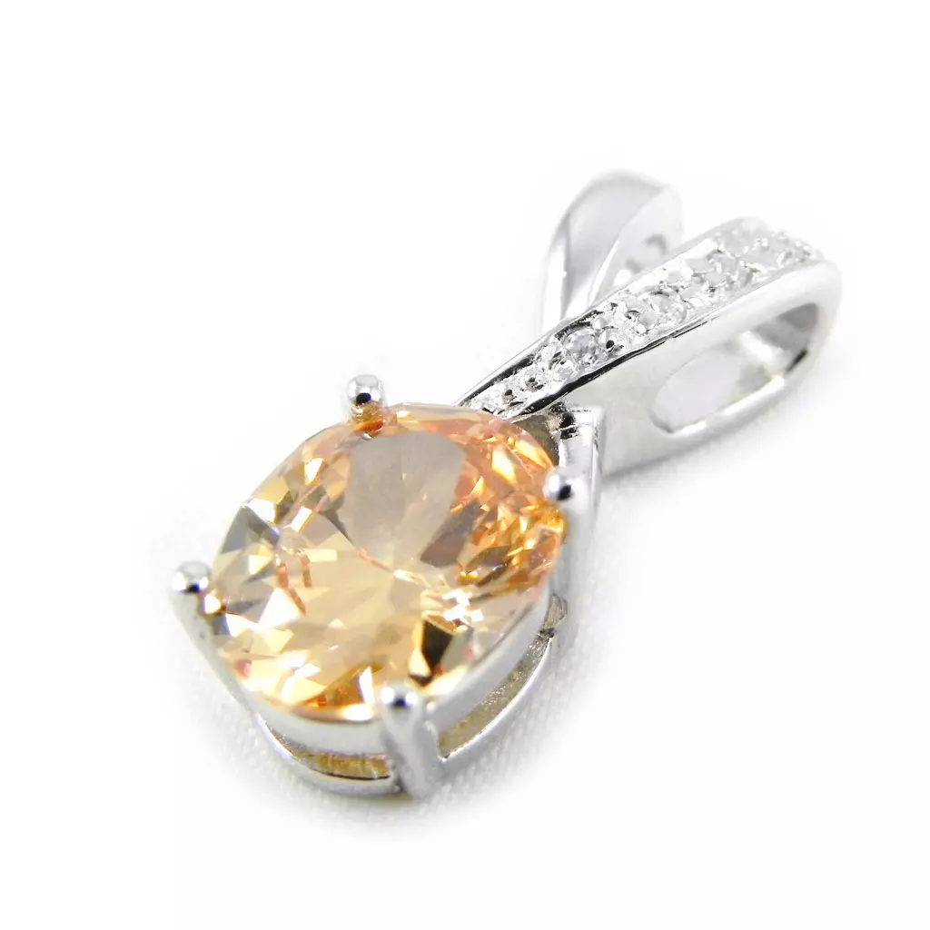 les trésors de lily Pendentif Argent 'Celestina' Ambre [F6329]