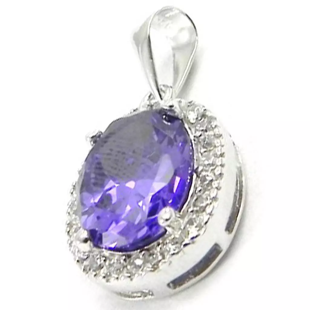 les trésors de lily Pendentif Argent 'Celestina' améthyste argenté (rhodié) 11x13 mm [I3730]