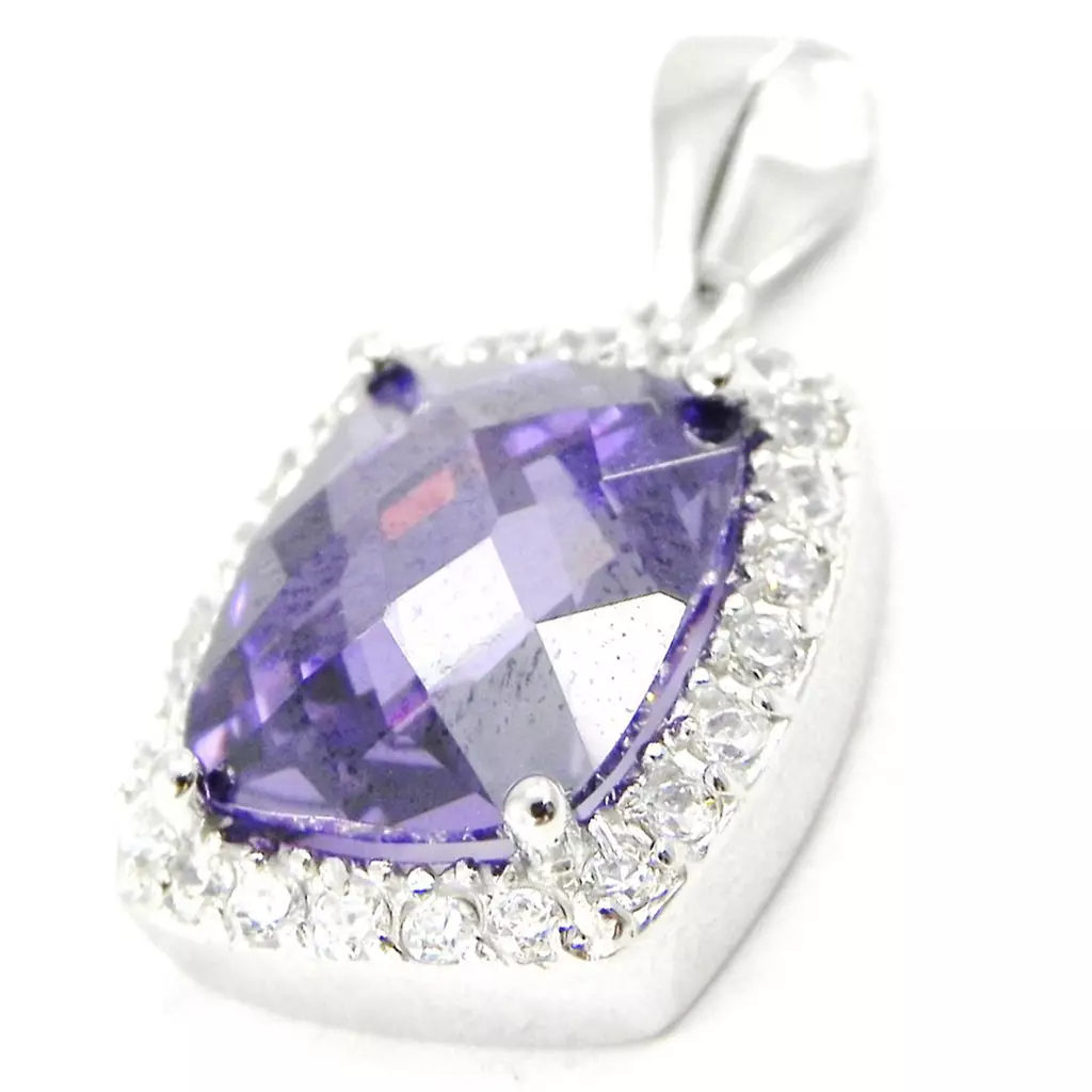 les trésors de lily Pendentif Argent 'Celestina' améthyste Blanc argenté (rhodié) 14x16 mm [I3973]