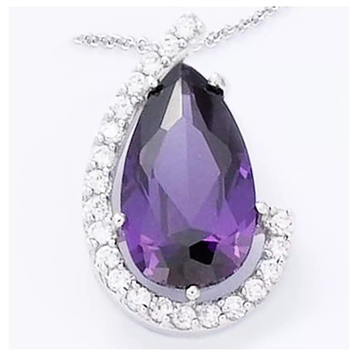 les trésors de lily Pendentif Argent 'Celestina' améthyste blanc argenté (rhodié) 15x25 mm [I4230]