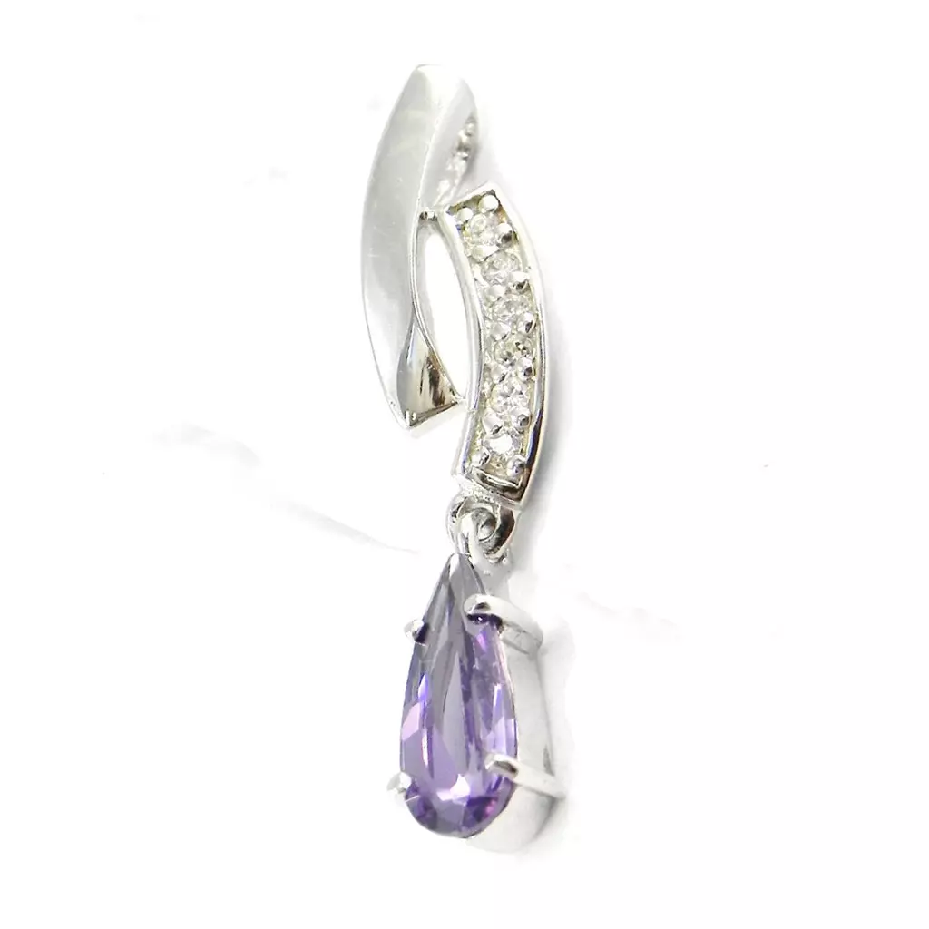 les trésors de lily Pendentif Argent 'Celestina' Améthyste Blanc [B9566]