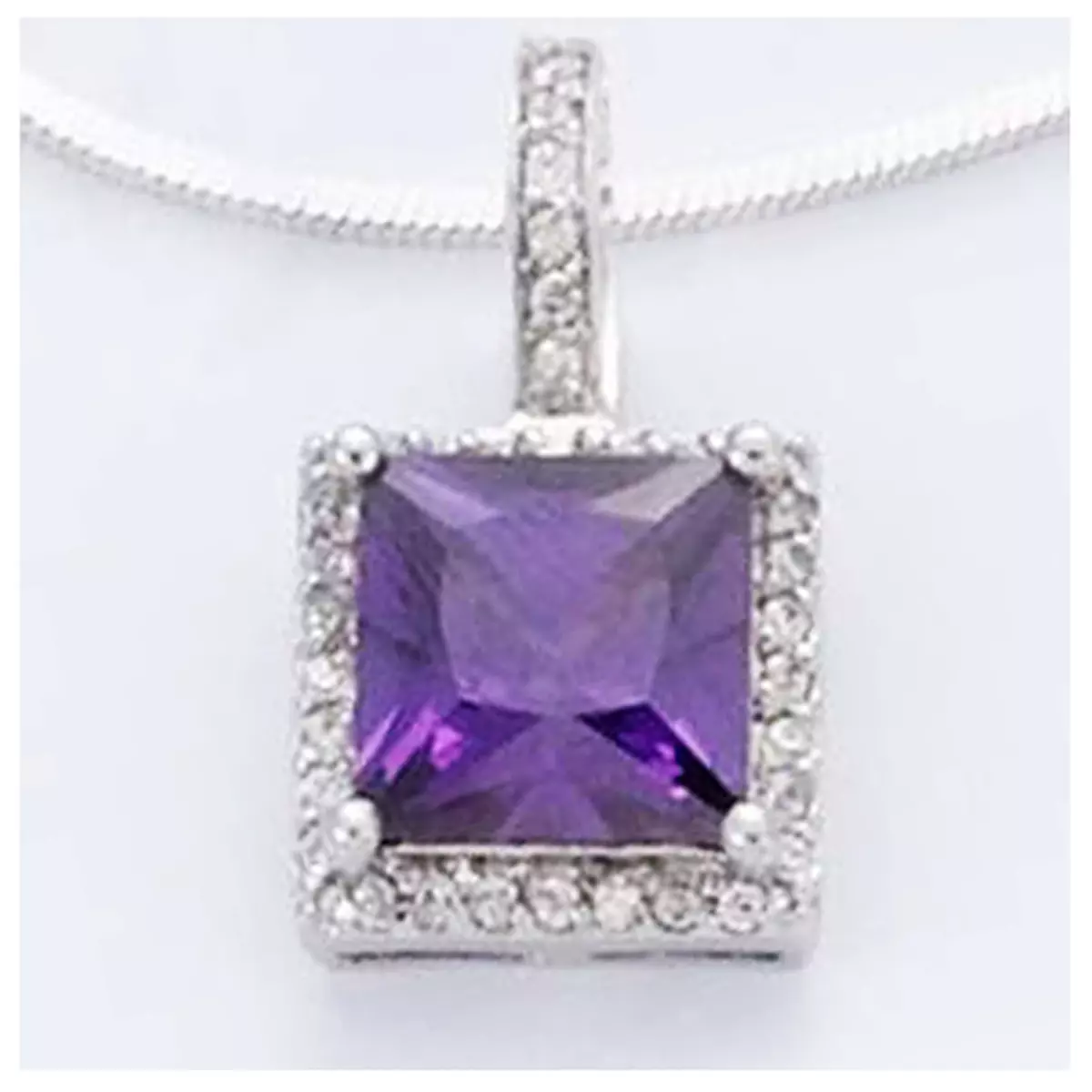 les trésors de lily Pendentif Argent 'Celestina' améthyste Blanc (rhodié) 10x10 mm [I3971]