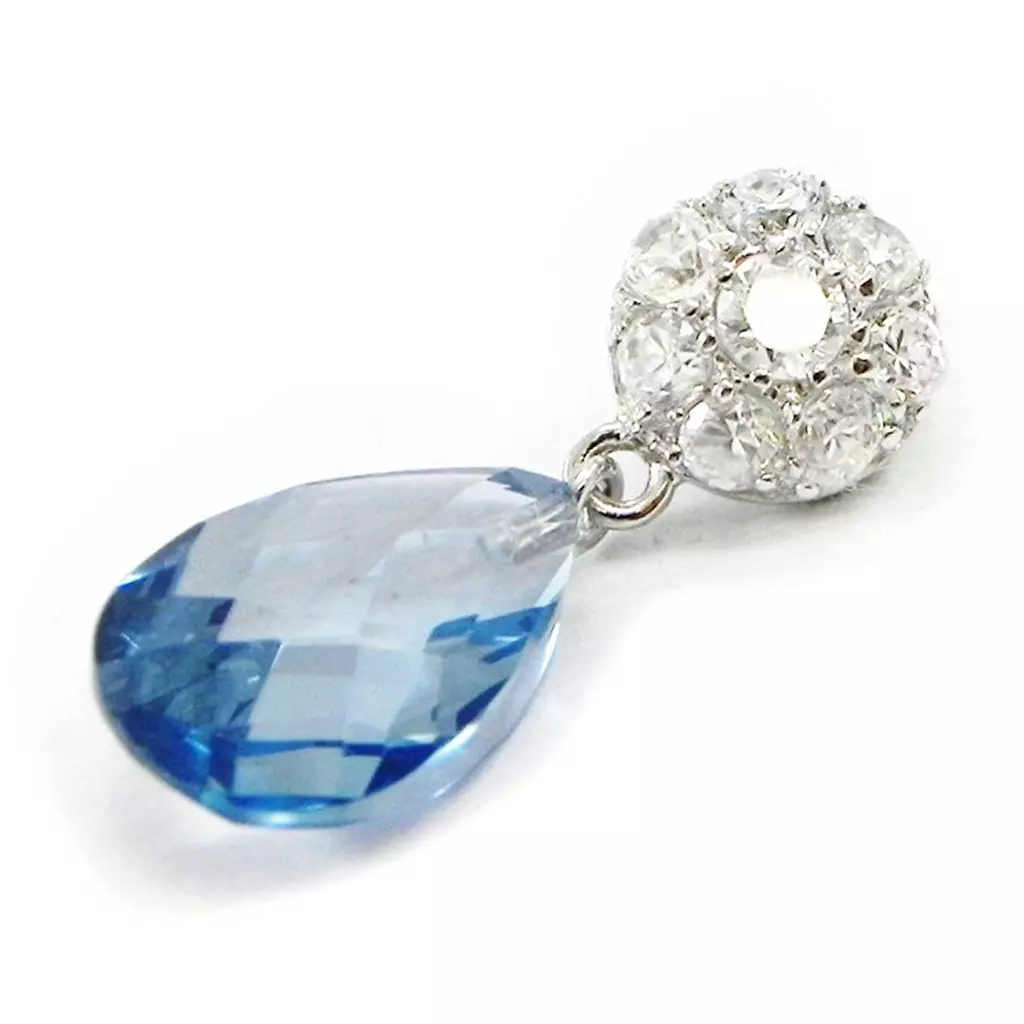 Les Trésors De Lily Pendentif Argent 'Celestina' Aquamarine Blanc Argenté (rhodié) 10x25 Mm [I4020]
