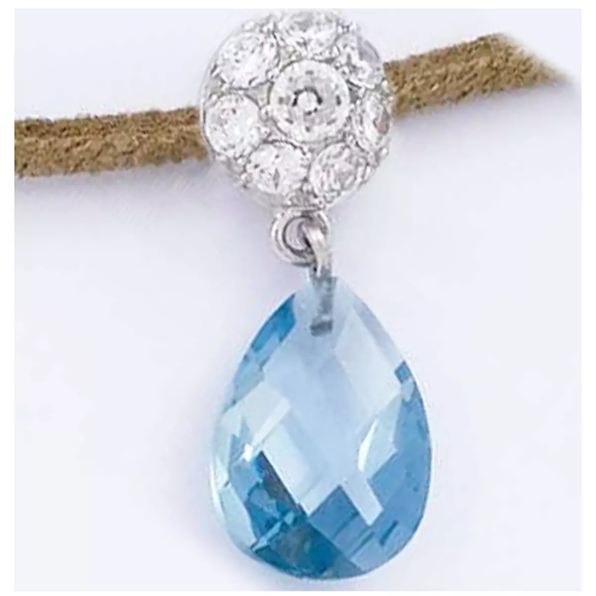 les trésors de lily Pendentif Argent 'Celestina' aquamarine blanc argenté (rhodié) 10x25 mm [I4020]