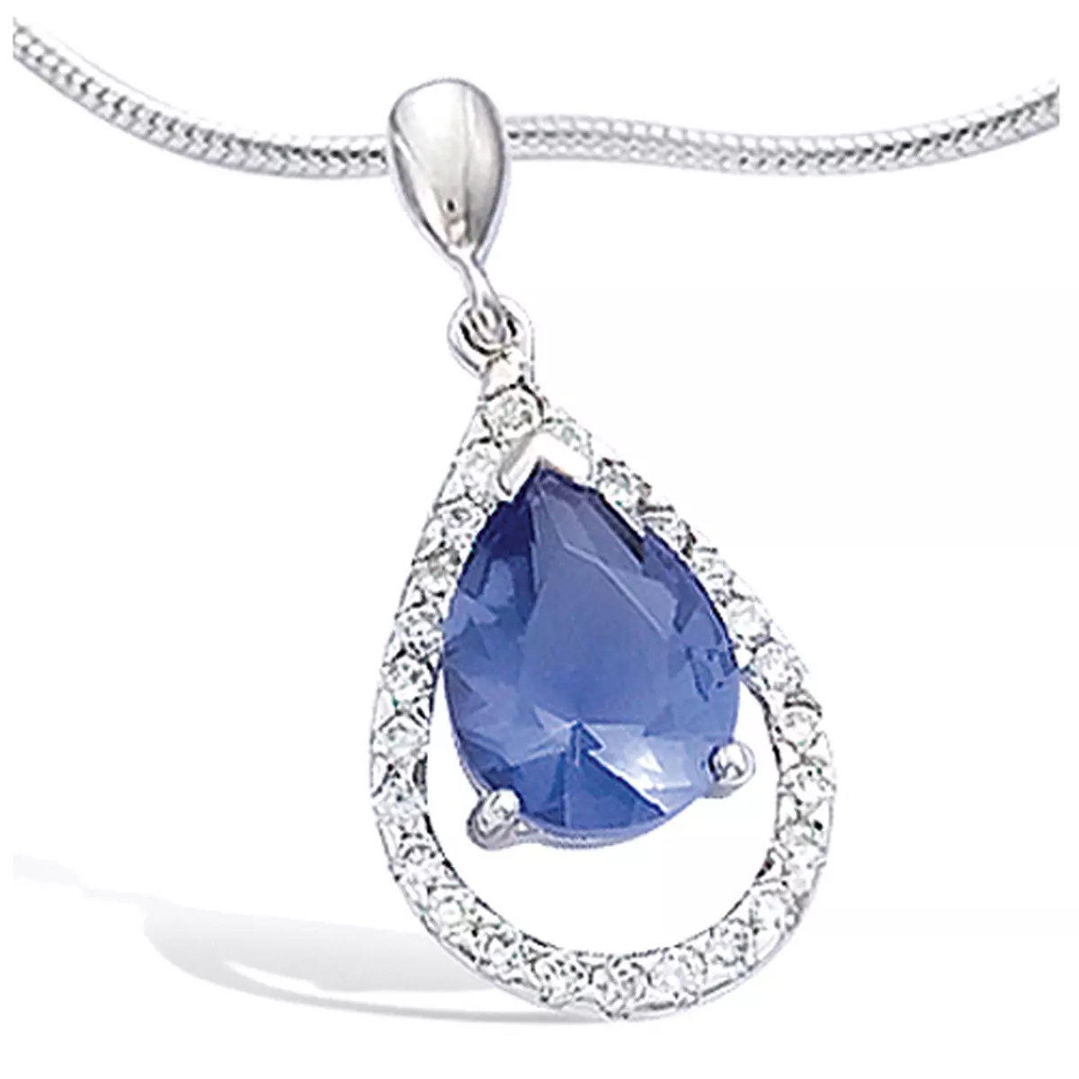 les trésors de lily Pendentif Argent 'Celestina' bleu tanzanite argenté (rhodié) 25x13 mm [J3522]