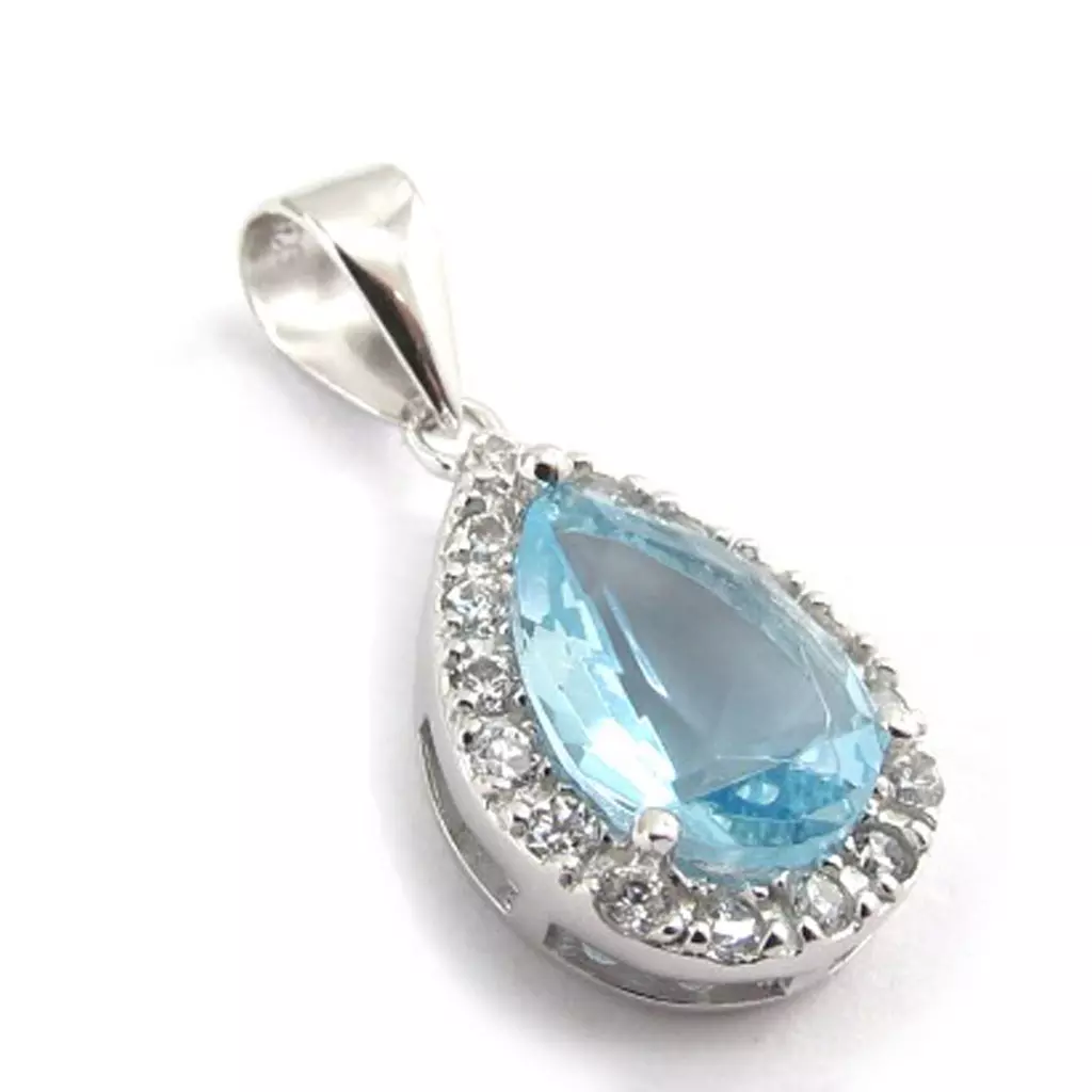 Les Trésors De Lily Pendentif Argent 'Celestina' Turquoise Blanc Argenté (rhodié) 14x10 Mm [J9547]