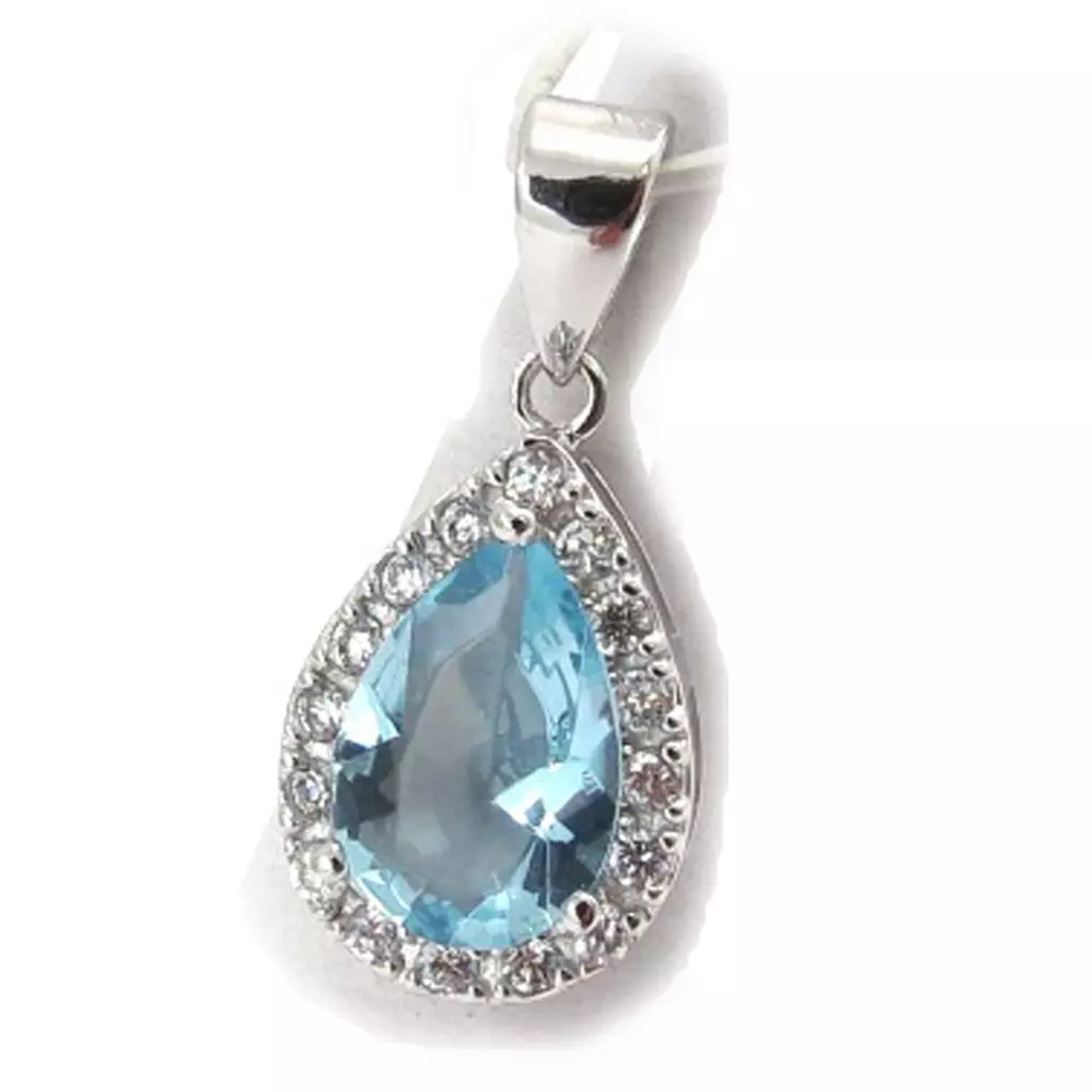 Les Trésors De Lily Pendentif Argent 'Celestina' Turquoise Blanc Argenté (rhodié) 14x10 Mm [J9547]