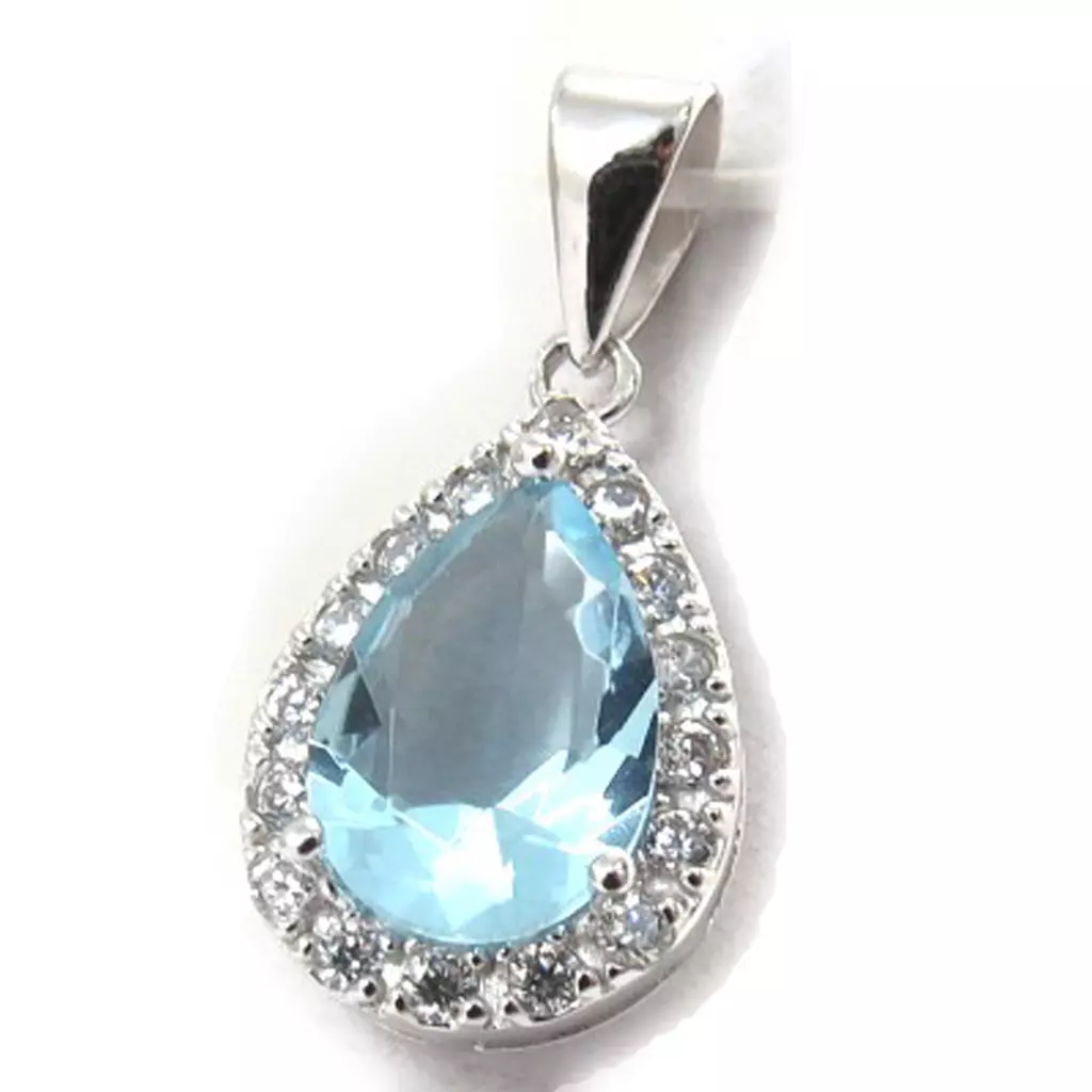 les trésors de lily Pendentif Argent 'Celestina' turquoise blanc argenté (rhodié) 14x10 mm [J9547]