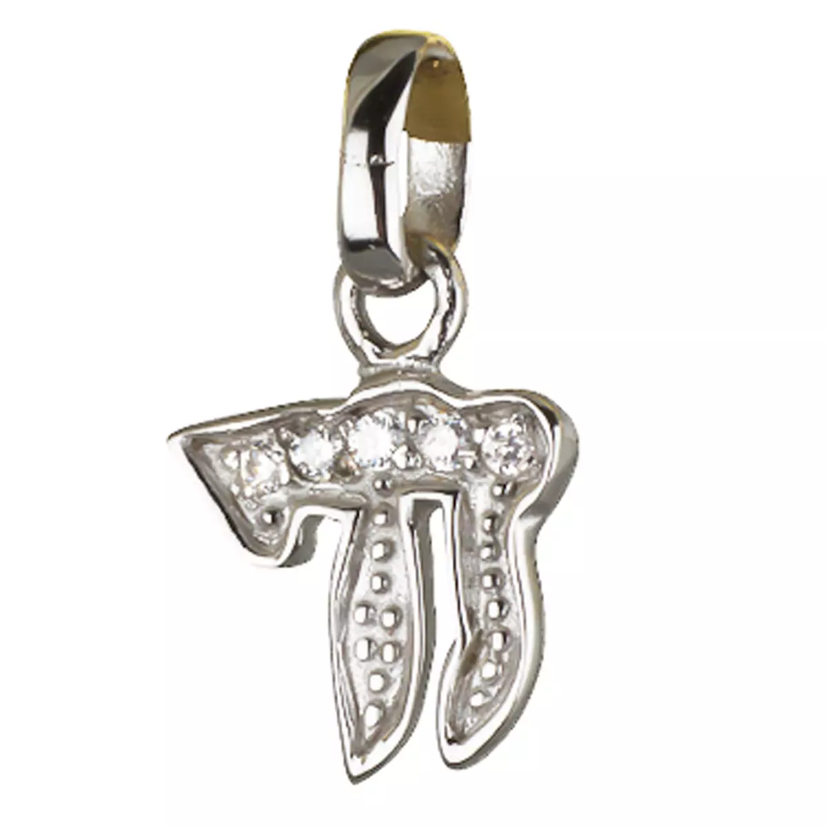 les trésors de lily Pendentif Argent 'Chai Vie' blanc argenté (rhodié) 8x9 mm [M6673]