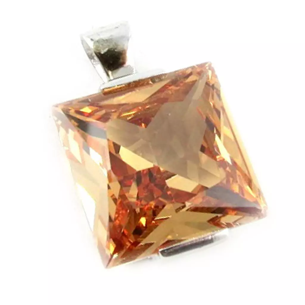 Les Trésors De Lily Pendentif Argent 'Champagne' Ambre Argenté 18x18 Mm [E2154]