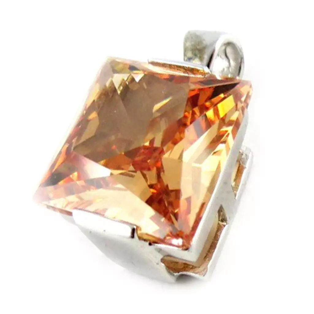 Les Trésors De Lily Pendentif Argent 'Champagne' Ambre Argenté 18x18 Mm [E2154]
